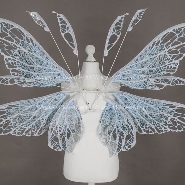 White butterfly wings, butterfly fairy wings, costume wings, Fairy wings, Blue Swallowtail, Blue wings, halloween