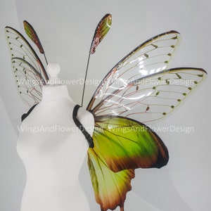 Butterfly green wings, forest fairy wings, fairy wings, wings Photo Prop, wedding wings, butterfly magical fairy wings, fantasy halloween image 9