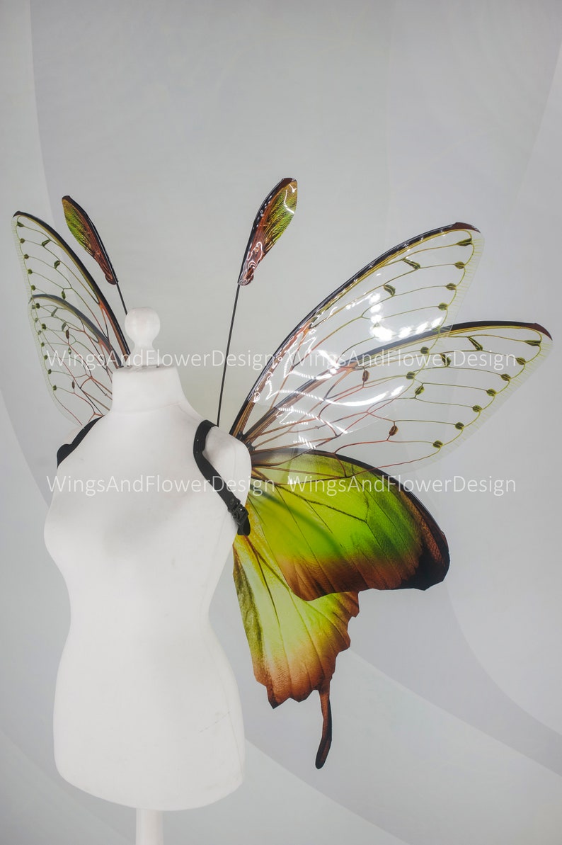 Butterfly green wings, forest fairy wings, fairy wings, wings Photo Prop, wedding wings, butterfly magical fairy wings, fantasy halloween image 9