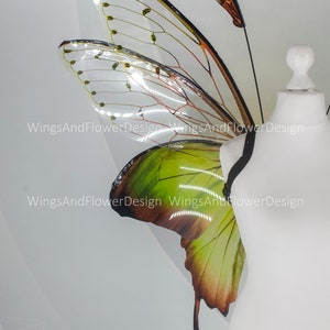 Butterfly green wings, forest fairy wings, fairy wings, wings Photo Prop, wedding wings, butterfly magical fairy wings, fantasy halloween image 6