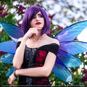 Butterfly blue purple wings, elf wings, fairy wings, wings Photo Prop, butterfly wings, fantasy halloween, magical fairy, dragonfly wings