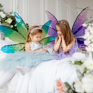 Butterfly purple+green (2pc) wings, elf wings, fairy wings, wings Photo Prop, butterfly fairy wings, fantasy halloween, magical fairy