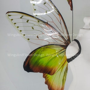 Butterfly green wings, forest fairy wings, fairy wings, wings Photo Prop, wedding wings, butterfly magical fairy wings, fantasy halloween image 8