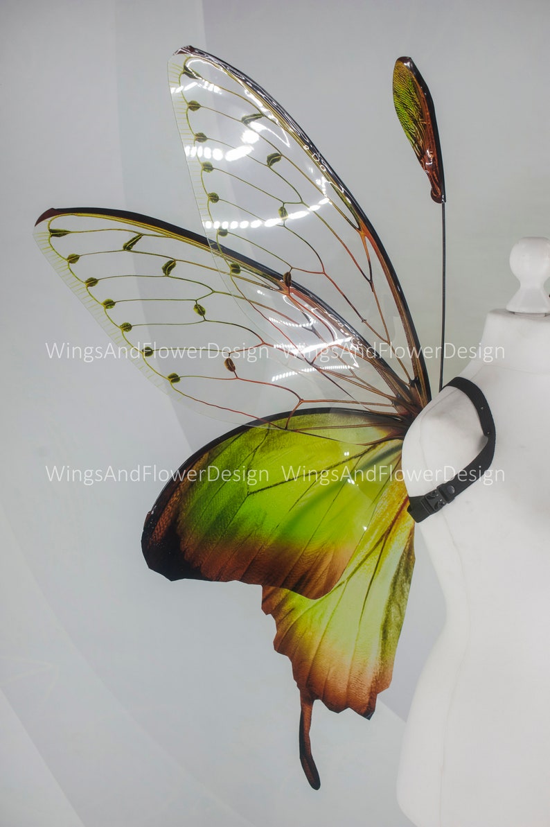 Butterfly green wings, forest fairy wings, fairy wings, wings Photo Prop, wedding wings, butterfly magical fairy wings, fantasy halloween image 8