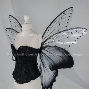 Large adult butterfly dark black gray wings, forest fairy wings, wings Photo Prop, butterfly magical fairy wings, fantasy halloween image 1