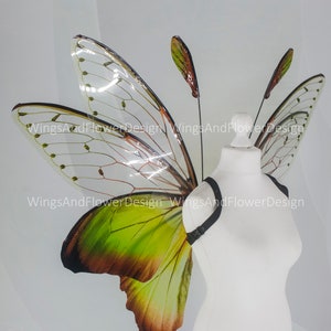 Butterfly green wings, forest fairy wings, fairy wings, wings Photo Prop, wedding wings, butterfly magical fairy wings, fantasy halloween image 5