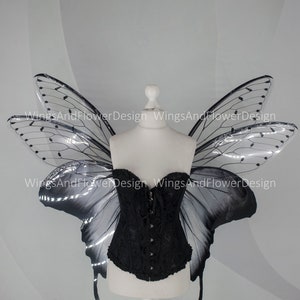 Large adult butterfly dark black gray wings, forest fairy wings, wings Photo Prop, butterfly magical fairy wings, fantasy halloween image 8