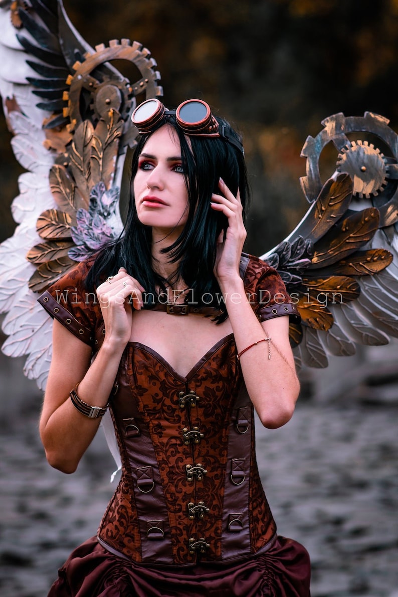 unique wings wings wings with cogs Gothic Wings white angel wings steampunk costume Wings steampunk biomechanical
