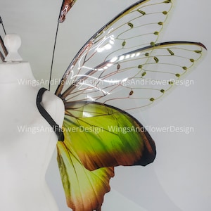 Butterfly green wings, forest fairy wings, fairy wings, wings Photo Prop, wedding wings, butterfly magical fairy wings, fantasy halloween image 10