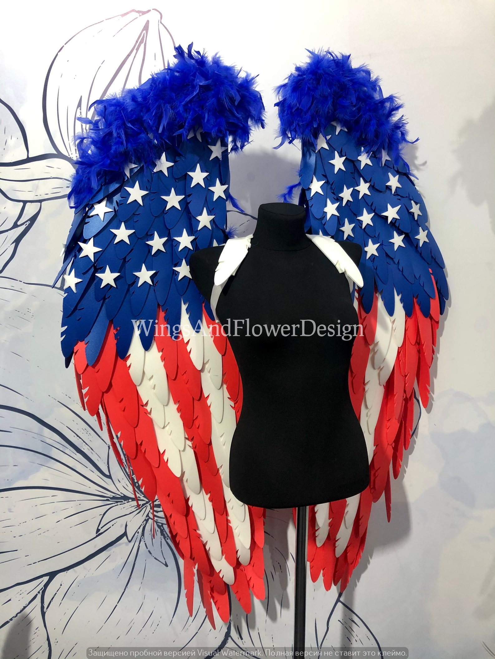 United States Angel Wings Small Angel Wings USA Flag Wings Etsy