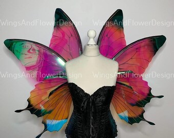 Iridescent Butterfly Fairy Wings: Rainbow Elf Costume, Halloween Fantasy