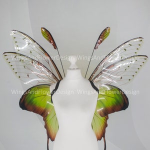 Butterfly green wings, forest fairy wings, fairy wings, wings Photo Prop, wedding wings, butterfly magical fairy wings, fantasy halloween image 2