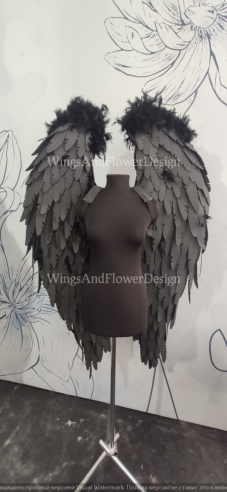 Black dark gray angel wings, angel wings, Victoria secret angel 