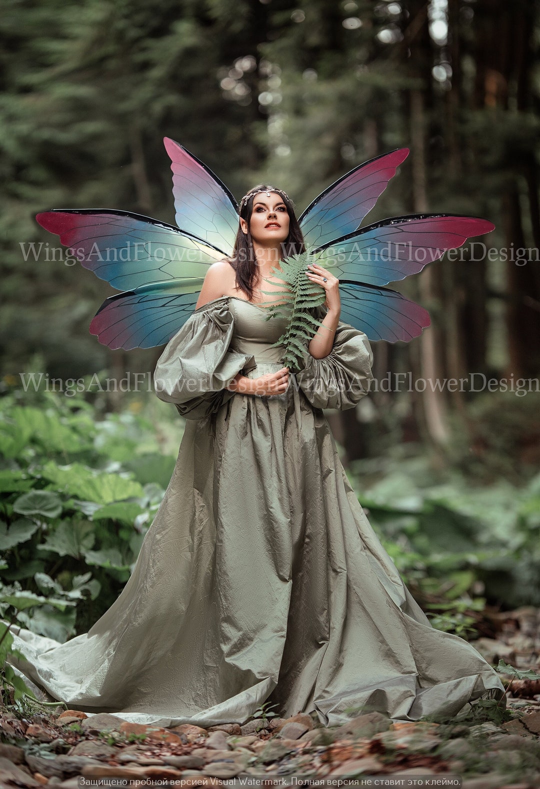 Ensemble Accessoires Costume Fée Adulte - Ailes Papillon, Baguette Magique, Oreilles Elfes, Diadème - Pour Halloween, Fêtes, Photos, Déguisement