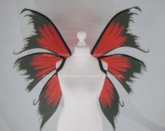 Black Red Swallowtail butterfly wings, butterfly fairy wings, costume wings, Fairy wings, Red black Swallowtail, halloween