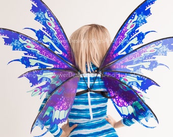 Multicolored wings, blue purple wings, elf wings,  wings Photo Prop, wedding wings, butterfly fairy wings, fantasy halloween, magical fairy