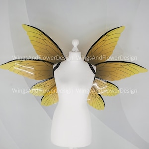 Yellow butterfly wings, elf wings, fairy wings, wings Photo Prop, wedding wings, butterfly fairy wings, fantasy halloween, magical fairy