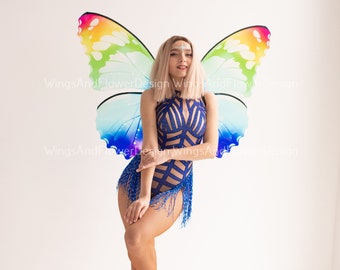 Rainbow Swallowtail butterfly wings, iridescent butterfly fairy wings, costume wings, Fairy wings, Pink Swallowtail, Halloween