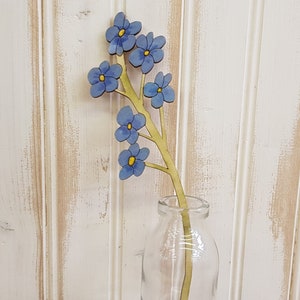 Wooden Forget me not flower hand painted for home decor or gift