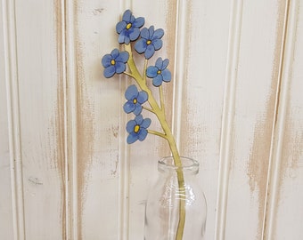 Wooden Forget me not flower hand painted for home decor or gift
