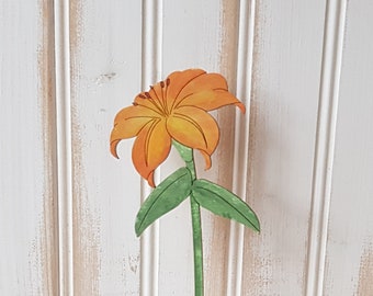 Wooden Lily flower, hand painted for home decor or gift