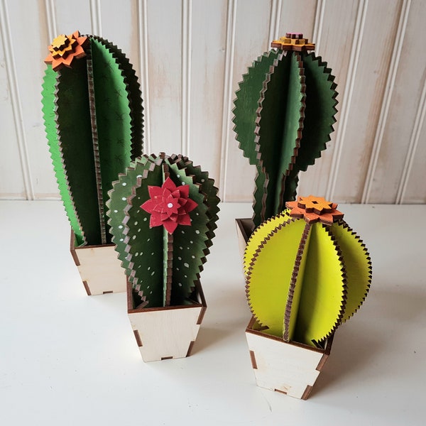 Wooden cacti plants for home decor