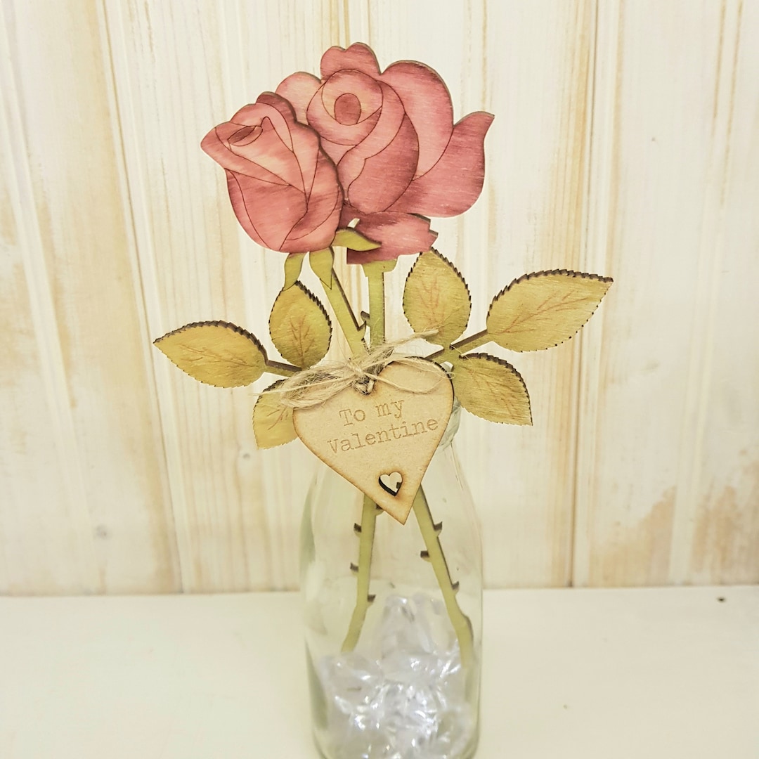 Rose Wooden Flower 5th Anniversary Valentine Mothers Day Etsy UK