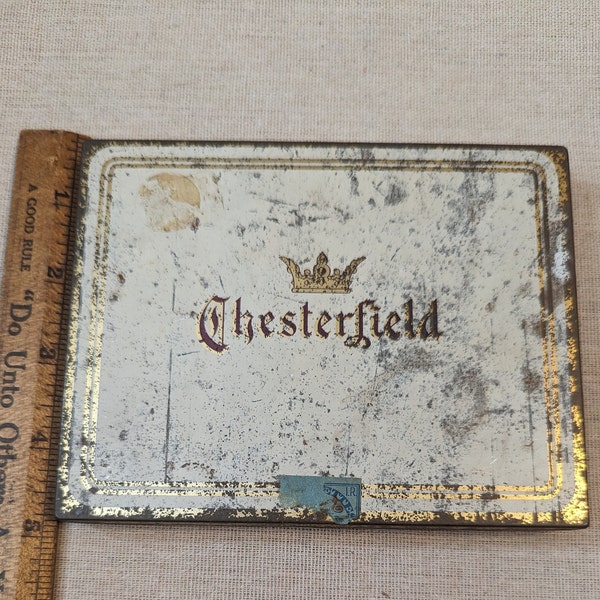 Vintage Chesterfield Cigarette Tobacco box Tin 1940s  Collectable Antique