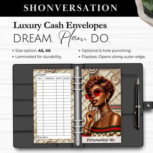 Shonversation Luxury Cash Envelopes, Budget Envelopes, Sinking Fund Envelopes, Cash Stuffing Daily Weekly Monthly Laminated Envelopes A5 A6