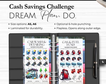 Car Maintenance Savings Challenge Envelopes, Laminated Sinking Funds Tracker, A5 A6 Personal Cash Stuffing, Gas Budget, Transportation Fund