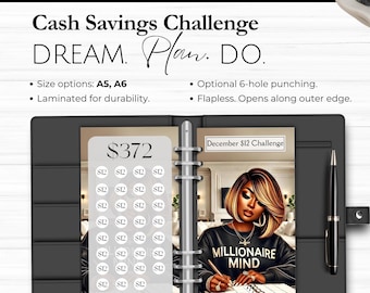 12 Month Savings Challenge Cash Envelopes, 52 Week Cash Tracking System, Laminated A5 A6 Challenge, Cash Stuffing Envelopes, Save 2,382
