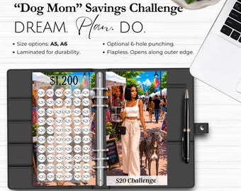 Dog Mom Savings Challenge Cash Envelopes by Shonversation, Save 11,000