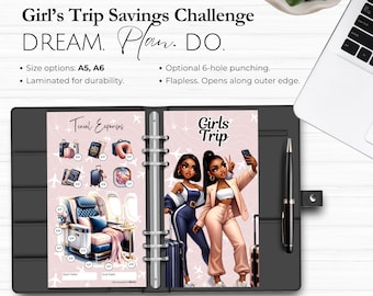 6pc Savings Challenge, Laminated Sinking Funds Tracker, A5 A6 Cash Stuffing, Girls Trip Travel Vacation Savings, Budget Binder Envelopes
