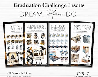 23pc Printable Graduation Savings Challenges, A5 A6 Vinyl Cash Envelope Inserts, Cash Budget for Senior Year