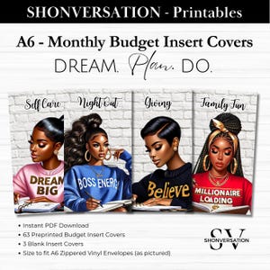 A6 Motivationszitat Themed Vinyl Cash Envelope Insert Covers, 66 Stück mit vorgedruckten Budget-Kategorien, passend für A6 Vinyl-Reißverschlussumschläge