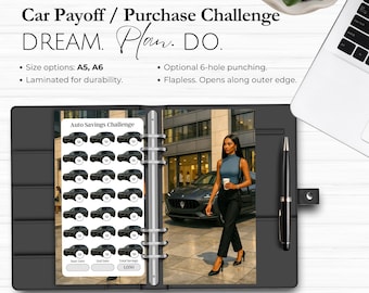 Auto Car Loan Payoff or Purchase Cash Envelope Savings Challenge Bundle – Save up to 10,716 Sinking Funds Tracker, A5 A6 Cash Stuffing