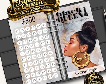 Black Queen Savings Challenge Cash Envelopes by Shonversation, Save 11,000