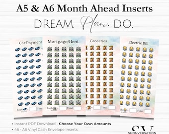 One Month Ahead Savings Challenge Printable, Icon Budget Tracker (PDF)