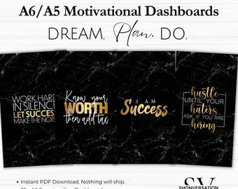 35 Printable Motivational Quote Freestanding Dashboard Covers, Section Dividers - A5 and A6 PDFs