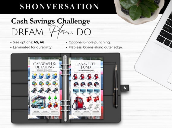 Car Maintenance Savings Challenge Envelopes, Laminated Sinking Funds Tracker, A5 A6 Personal Cash Stuffing, Gas Budget, Transportation Fund