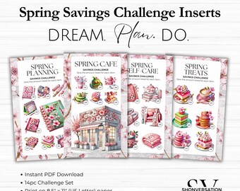 Printable A6 A5 Spring Seasonal Savings Challenges, 4 Sizes, 6-ring Binders or Zippered Vinyl Cash Envelopes, Cash Budgeting