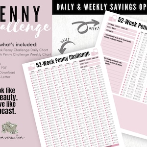 365 Day Penny Savings Challenge, 52 Week 1 Year Money Challenge with Spare Change, One Cent Per Day Savings Challenge Save 667.95