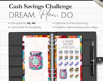A5 A6 Savings Challenge Envelopes, Laminated Sinking Funds Tracker, Cash Stuffing Budget, Sweet Treat Savings, Emergency Fund, Fun Money