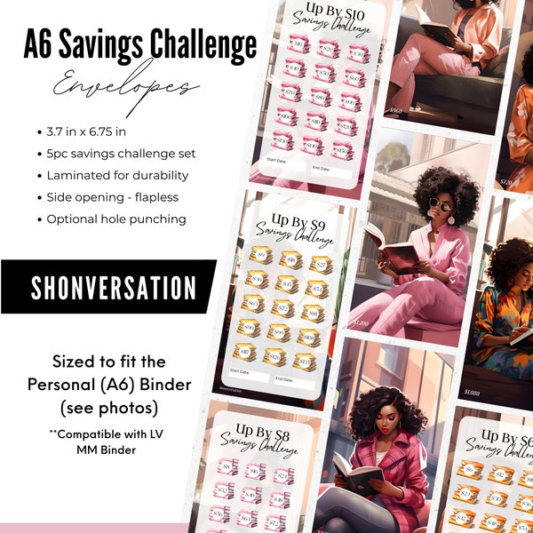 Shonversation UP BY Savings Challenge - Up by 6 Dollars, Up by 7 Dollars, Up by 8 Dollars, Up by 9 Dollars, Up by 10 Dollars - A6 Personal