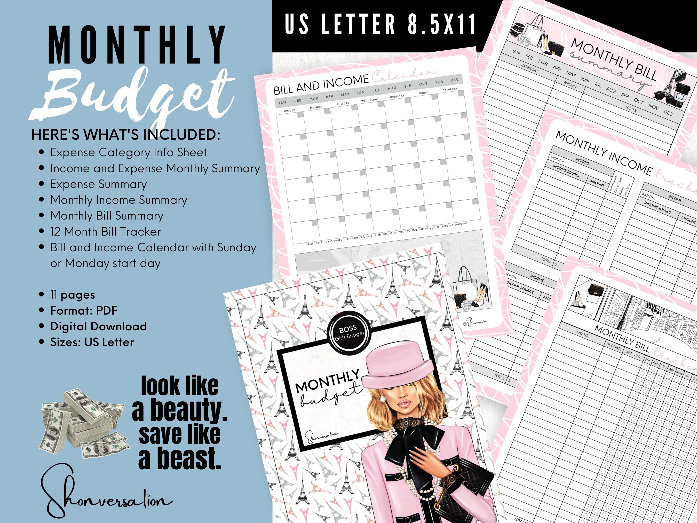 Boss Babe Budget Planner Printable Worksheets Printable | Etsy