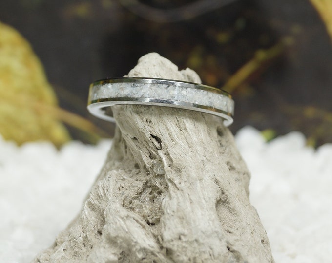 Pearl Ring - White Pearls Inlaid in a Tungsten Band 4 mm, 6 mm or 8 mm wide ring - Wedding Band