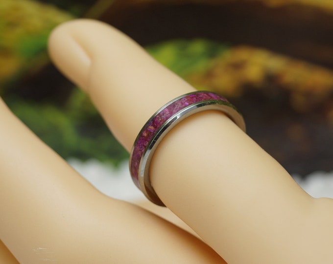Rose Red Tiger Eye Tungsten Wedding Band - 4 mm, 6 mm or 8 mm wide ring - every ring is Unique