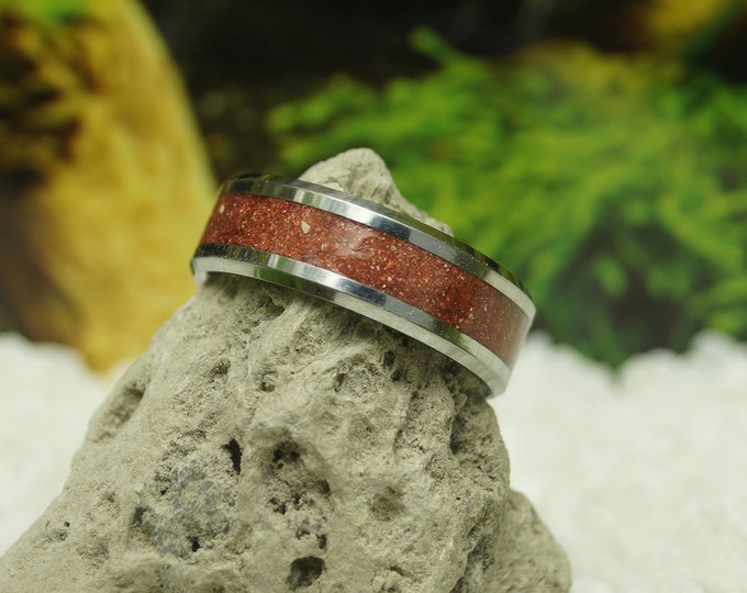 Pet Ashes Ring with 'On Mars' Eco-Glitter Tungsten Band 4 mm, 6 mm or 8 mm wide ring - Pet Ashes Memorial Cremation Keepsake Jewellery
