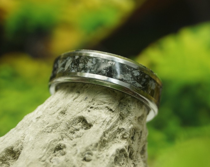 Natural Snowflake Obsidian Inlay Tungsten Wedding Band 4 mm, 6 mm or  8 mm Wide Rings - Unique Ring