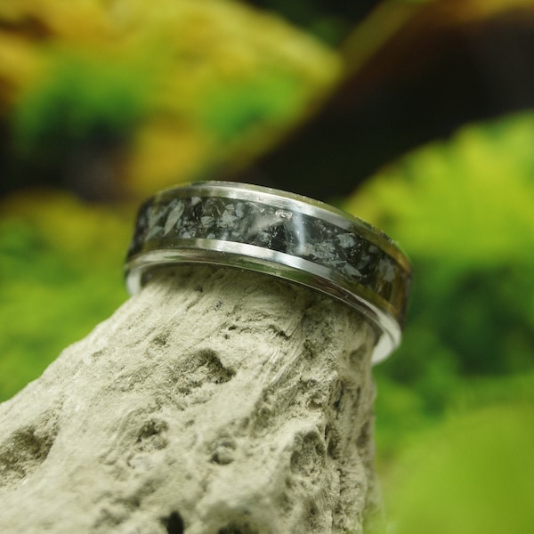 Natural Snowflake Obsidian Inlay Tungsten Wedding Band 4 mm, 6 mm or  8 mm Wide Rings - Unique Ring